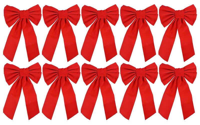 Good Old Values Red Velvet Christmas Bow 9-inch X 16-inch, 10 Pack of Holiday Bows - Image 1